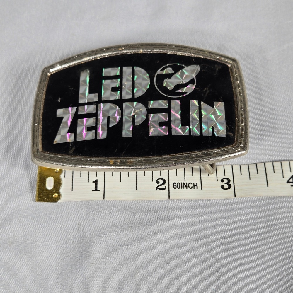 Vintage 1970s Led Zeppelin Belt Buckle Pacifica Holographic Prism Swan Song Logo - Picture 7 of 8